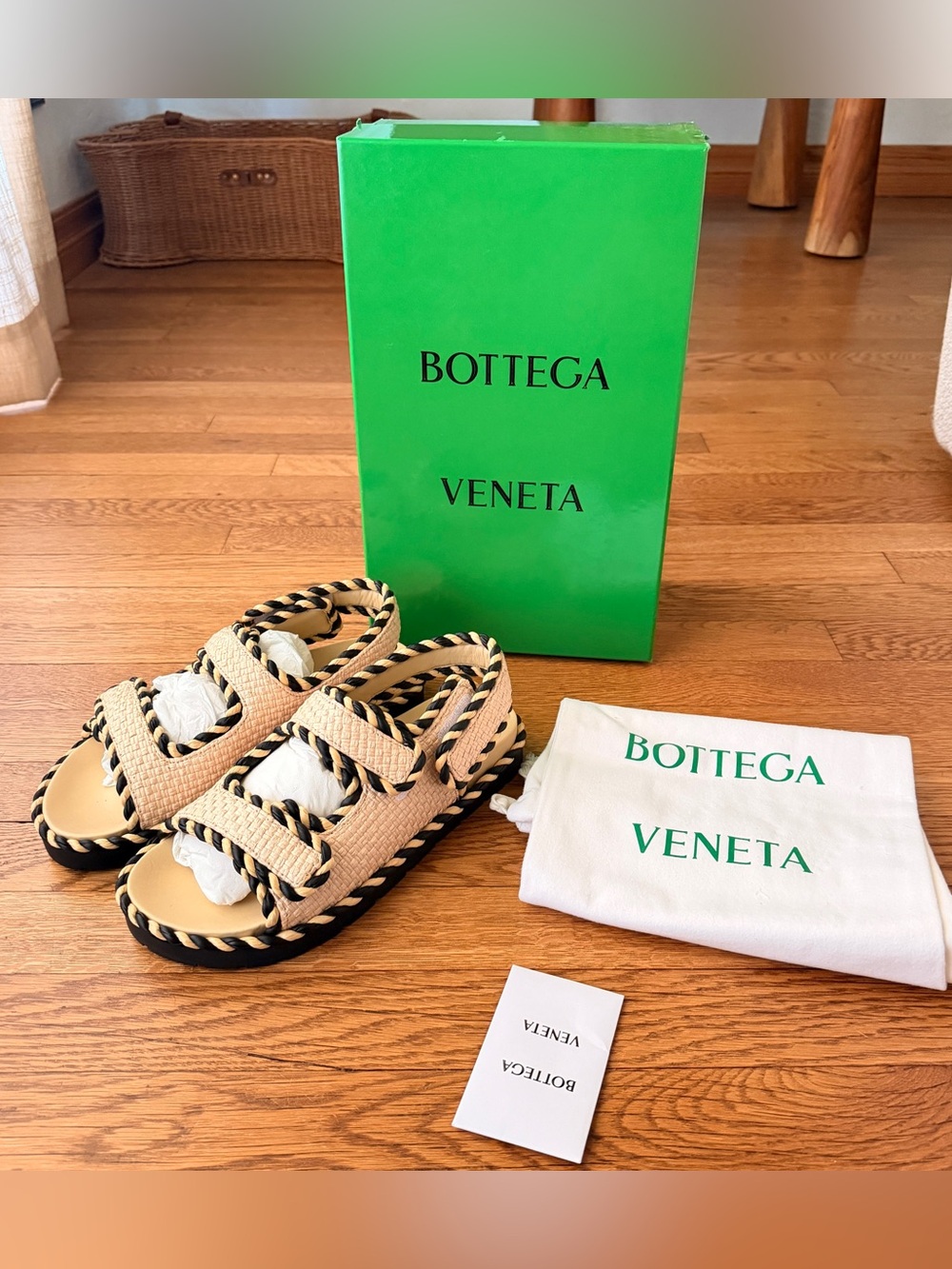 BOTTEGA VENETA Jack Raffia Slingback Sandals - Neutral - Picture 3 of 10